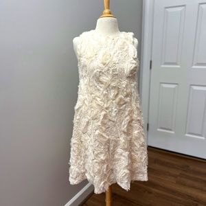 Anthropologie HD in Paris Ivory Textured Sleeveless Zip Dress Sz 10